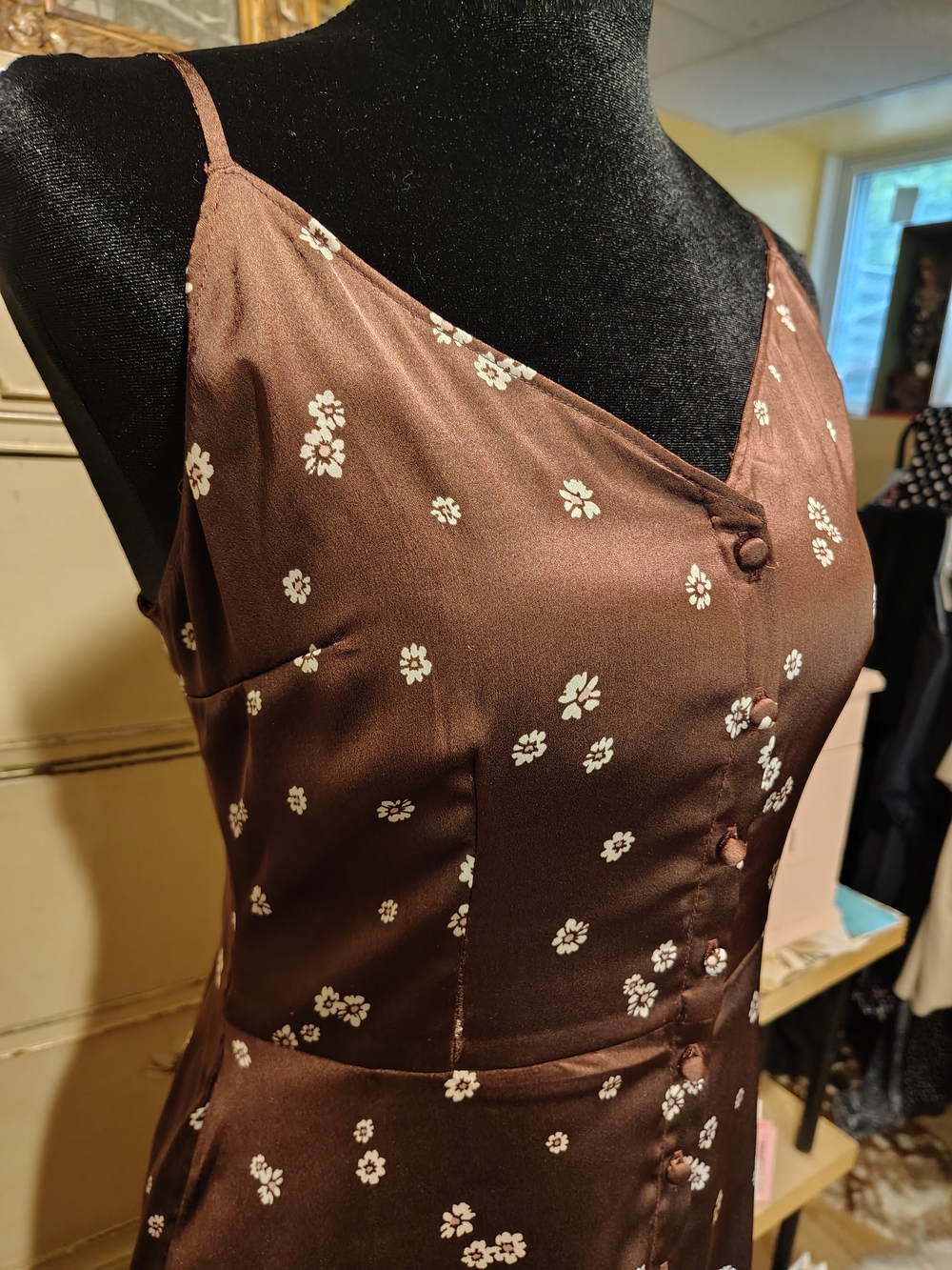 Abercrombie & Fitch Brown Floral Silky Lined Midi Slip Dress - Picture 4 of 14